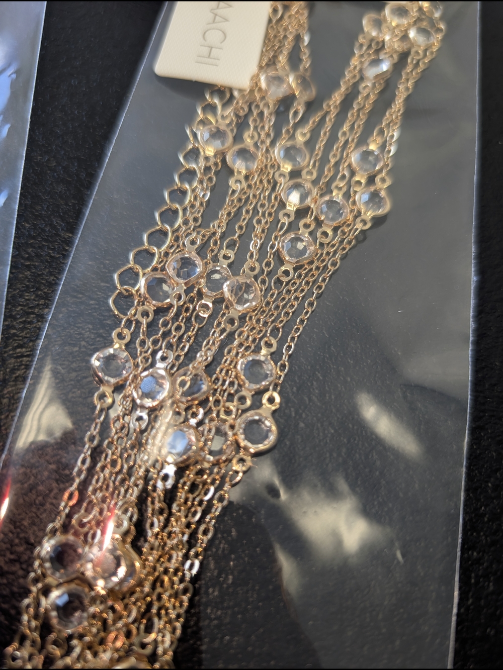 SAACHI Gold Multi-Strand Necklace with Blue Crystal Accents - BUNDLE OF 3 - Picture 3 of 5